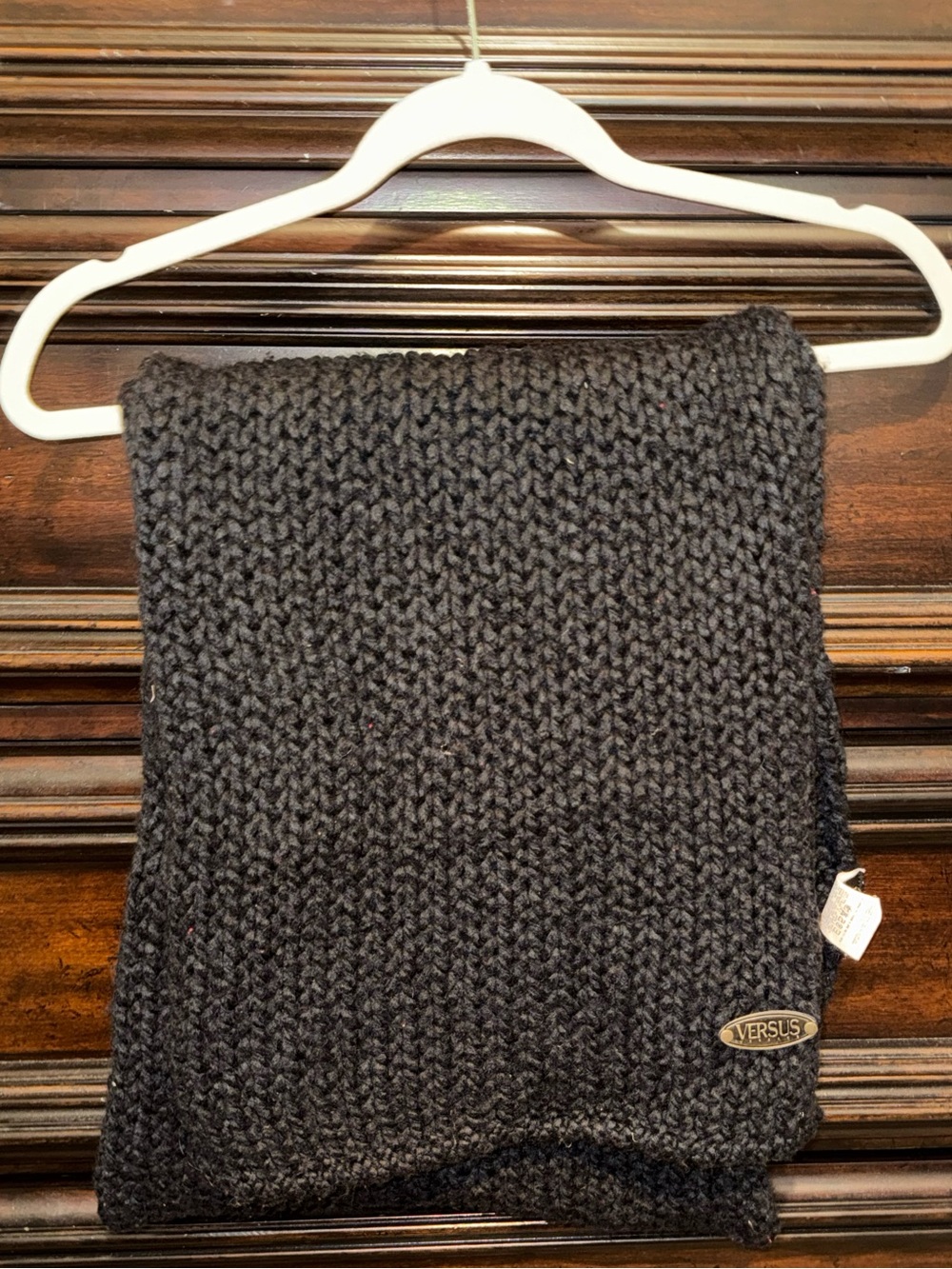 Versus Versace Black Chunky Knit Scarf